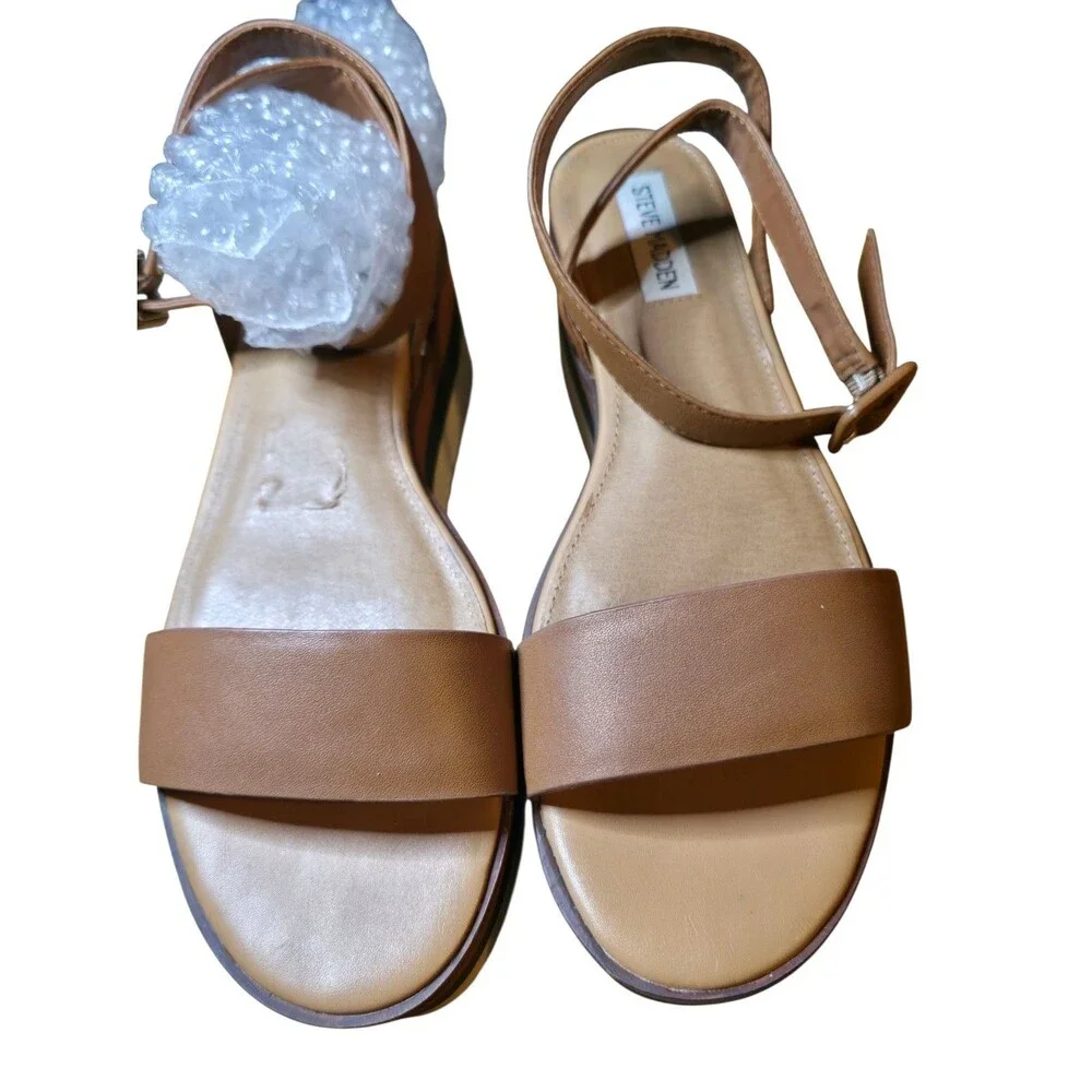 Steve Madden Platform Sandals Leather Women's Size 9.5M Tan Multicolor